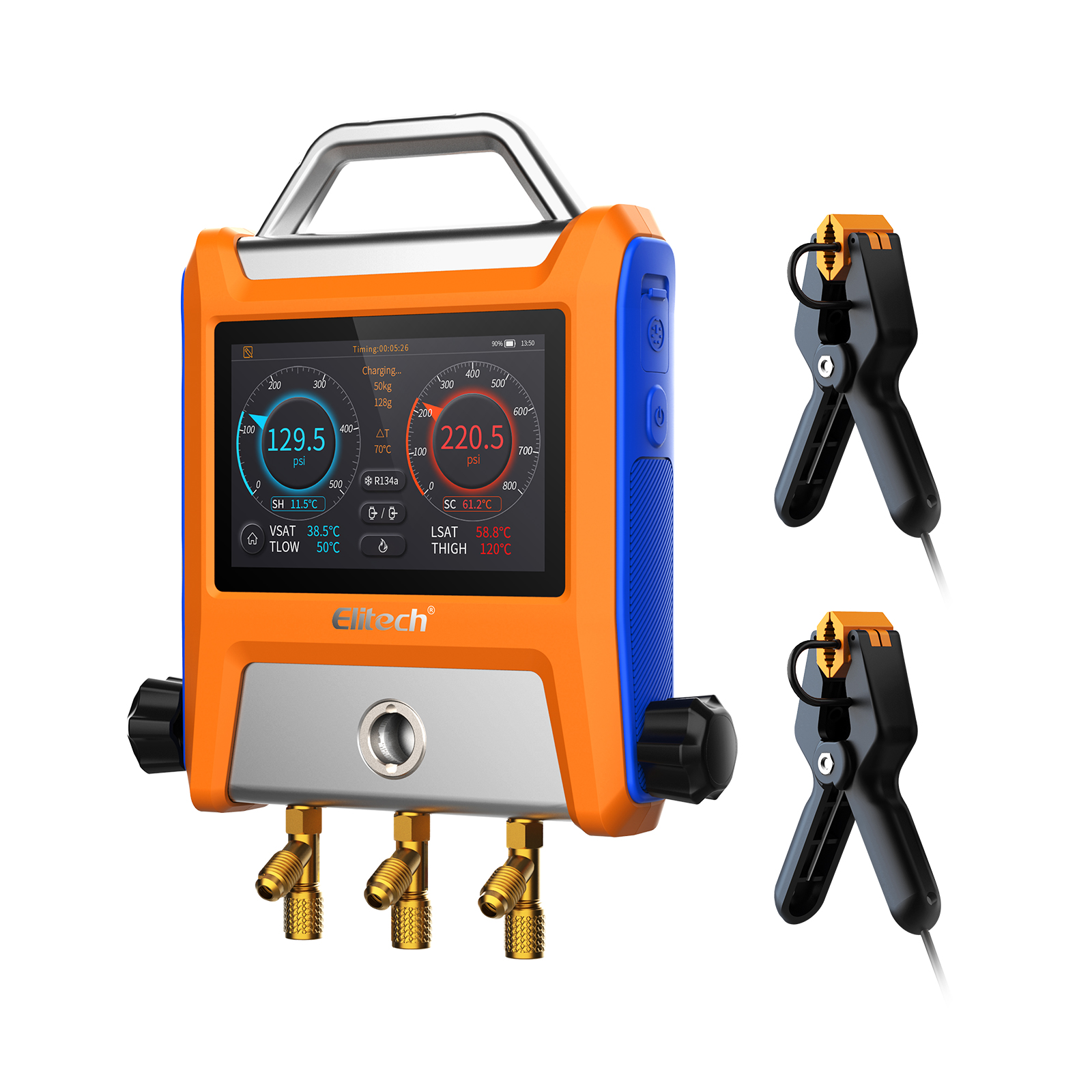 精創(chuàng)EMG-20V智能HVAC數字歧管儀三端口帶真空傳感器溫度計夾